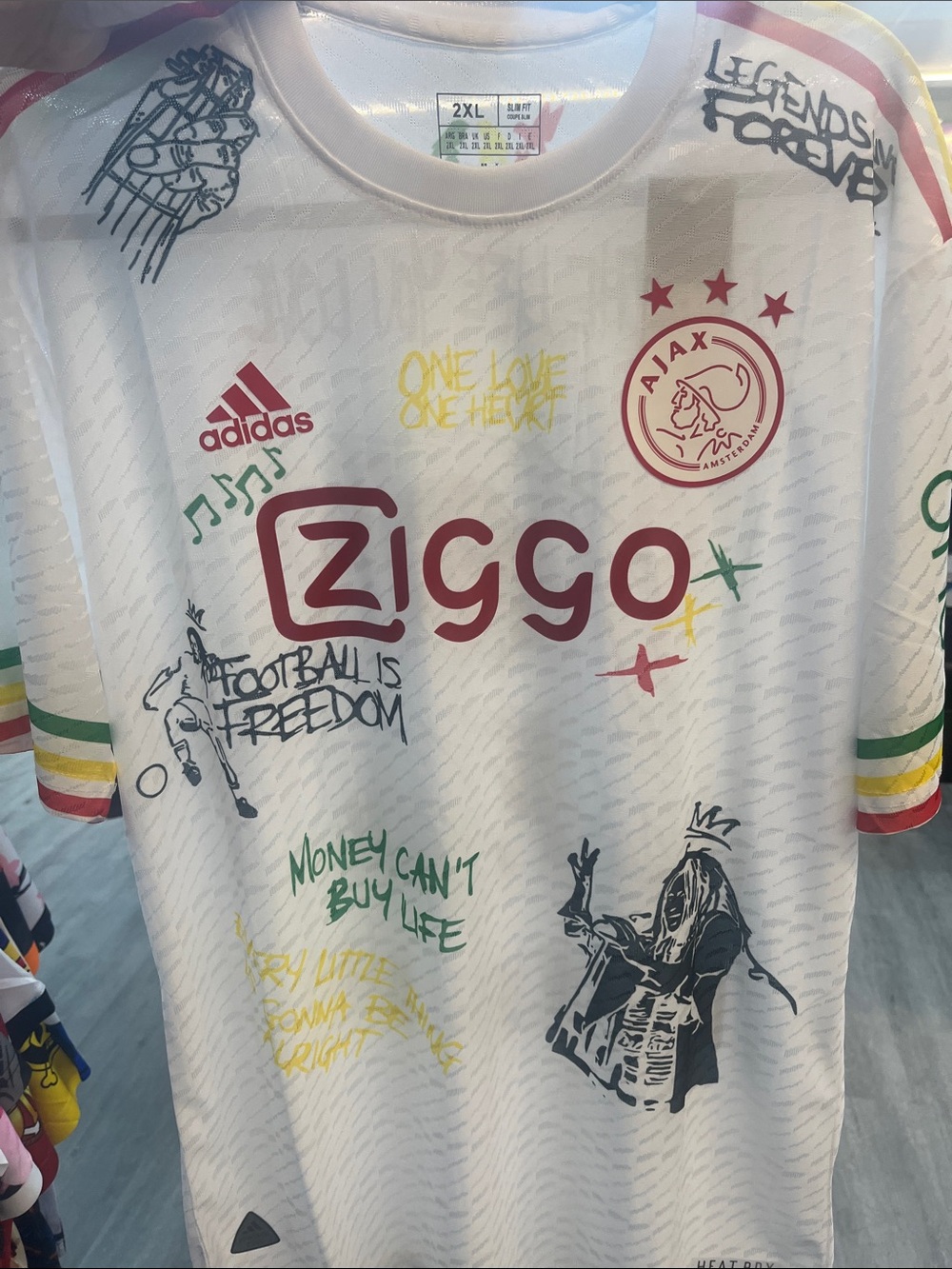 White Ajax Jersey with Colorful Graffiti Accents